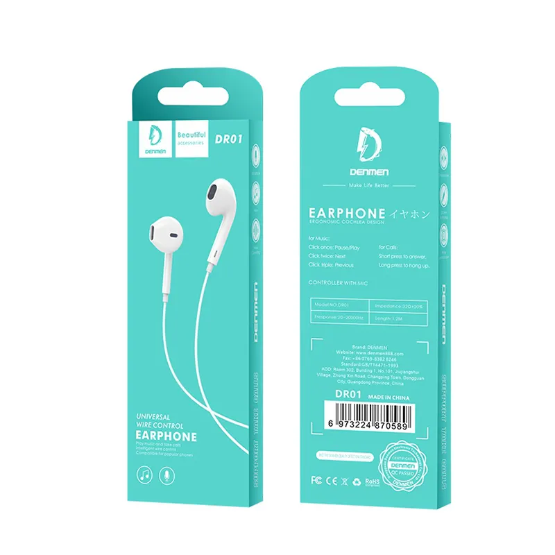 Kualitas Tinggi Termurah Headphone Earbud Kabel Earphone 3.5Mm Silikon Kabel Ear Bud dengan Mikrofon