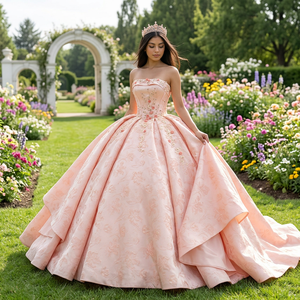 Nouvelle arrivée Dy6981, robe de soirée sans bretelles, à lacets et plissée, robe de bal, robe de fête, robe de Quinceañera Jancember - Product Image 1