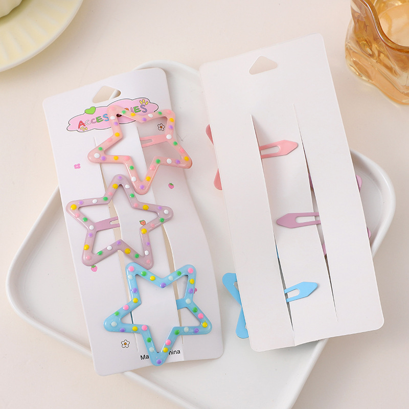 Dotted five-pointed star hair clip, 6*6cm, 17.4g