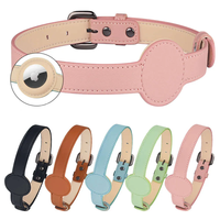 Colliers pour chien et chat en PU souple imperméable réglables, en cuir végétalien, anti-perte, avec suivi GPS Apple, collier pour animaux de compagnie avec support Airtag