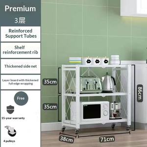 Étagères de rangement pliables à 5 niveaux avec roulettes, étagère en métal pliable, unité de rangement robuste sans assemblage, étagère organisatrice pour la cuisine - Product Image 6