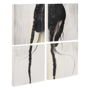 Quadro su tela dipinto a mano con cornice, design ritratto intrecciato per l'arredamento di soggiorno o sala da pranzo - Product Image 4
