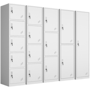 ตู้เก็บของ 2 ประตู ทรงสี่เหลี่ยม แบบตั้งพื้น แบบผลัก-ดึง สำหรับจัดเก็บเสื้อผ้า ถอดประกอบได้ ตู้พนักงาน - Product Image 5