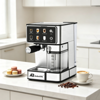 Cafetera Espresso de Doble Caldera Anbolife, 2650W, 20 Bares, Pantalla Táctil, Tanque de Leche de 500ml, Comercial, Doméstica, Hotel, Francesa