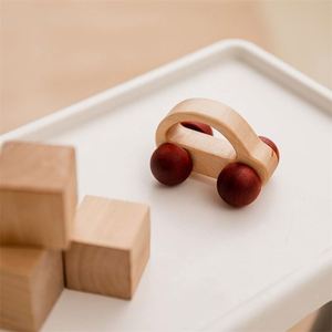 Véhicules à pousser en bois naturel, jouets sensoriels pour développer la motricité fine, voitures en bois pour bébés - Product Image 6