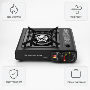 Réchaud à <span class=keywords><strong>gaz</strong></span> <span class=keywords><strong>butane</strong></span> portable à brûleur unique, cuisinière de <span class=keywords><strong>camping</strong></span>, barbecue d'extérieur pour pique-nique avec étui de transport - Product Image 3