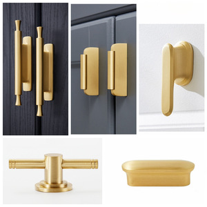 Juego de tiradores de latón simétricos para puertas de muebles, entrada, cocina, armario y guardarropa, herrajes de mecanismo - Product Image 4