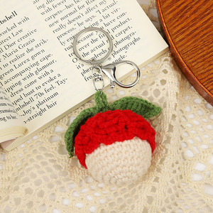 Porte-clés créatif en crochet tissé sac <span class=keywords><strong>de</strong></span> fruits pendentif fait main tricoté carotte fraise cerise - Product Image 4