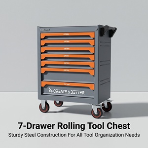 Armoire en acier inoxydable avec logo personnalisé, OEM ODM, marque privée, outils à main, camping, réparation automobile, 7 tiroirs, style méditerranéen, capacité de charge de 250 kg - Product Image 2