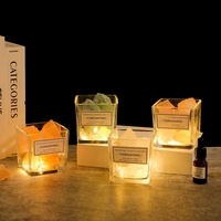 Porte-bougie en verre cube pour aromathérapie, pierre de cristal naturelle, vente en gros, fournisseur OEM ODM