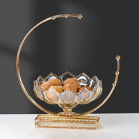 Bol à fruits en verre de luxe de style européen avec support en métal doré, plateau à fruits décoratif pour la décoration de la maison, centre de table, mariage