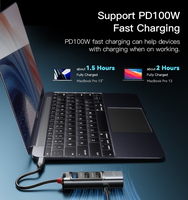 HB23 Yesido Support PD 100W Charge rapide Transfert de données ultra rapide Coque en alliage d'aluminium Hub USB 5 en 1