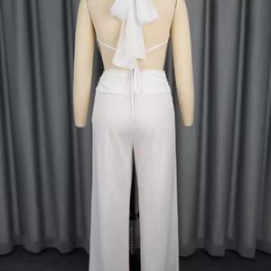 Viviblook Z602JP01 2025 Women's <b>Bodycon</b> Hanging Neck Backless Deep V-neck Solid Color Casual One Piece <b>Jumpsuit</b> for Ladies - Product Image 2