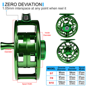 Moulinet de <span class=keywords><strong>pêche</strong></span> à la mouche 3 + 1 BB, roue de <span class=keywords><strong>pêche</strong></span> à la mouche de couleur verte, CNC, coupe à la Machine, grand arbre, moulage sous pression, moulinet en aluminium - Product Image 2