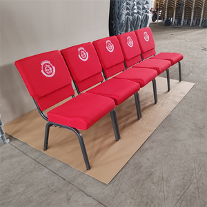 Chaises de pasteur rembourrées bleu marine en gros à prix réduit, chaise d'église à cadre métallique avec LOGO brodé personnalisé - Product Image 4
