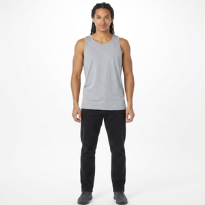 Men's Gray Cotton Tank Top O-Neck Solid Casual Knitted Sleeveless <b>Vest</b> Plus Size - Product Image 1