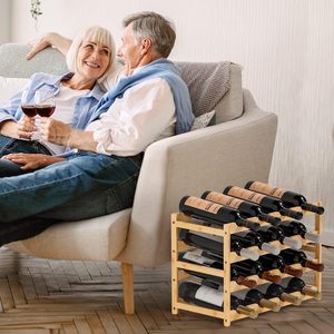 Miễn phí-đứng tầng bảng rượu vang tổ chức 4-Tier 16 chai công suất mạnh mẽ tre rượu vang lưu trữ Kệ Countertop giá - Product Image 4