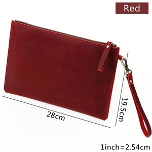 Vintage Crazy Horse Leather Clutch Bag Wristlet <b>Pouch</b> with Zipper Large Capacity Briefcase for Business & Daily Use - Product Image 6