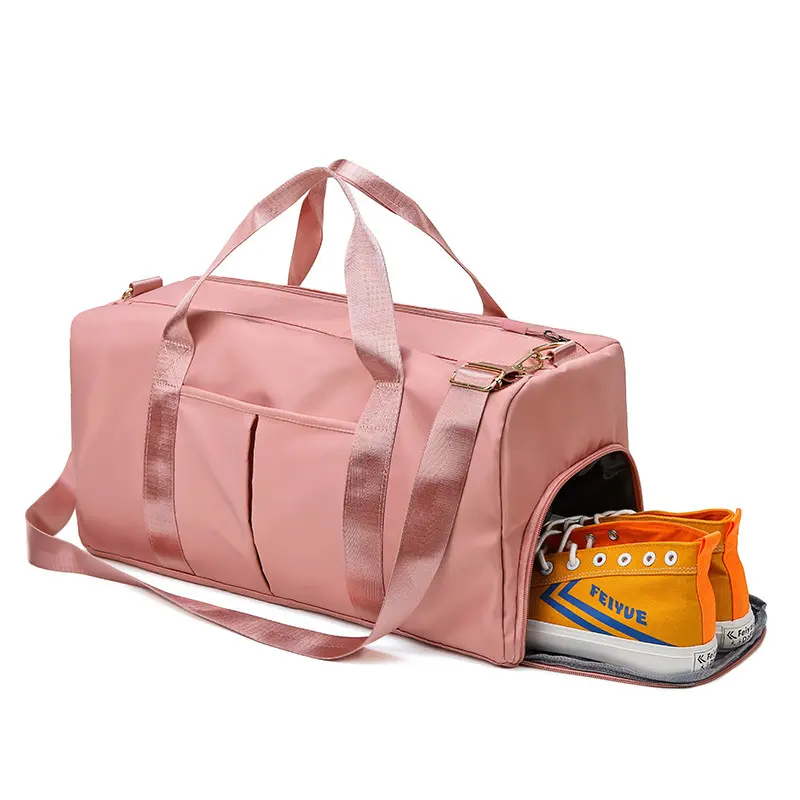 Custom Print Logo Pink Women Men Duffel Gym Backpack Large Capacity Fitness Equipment Nylon Sports Bags For Gym