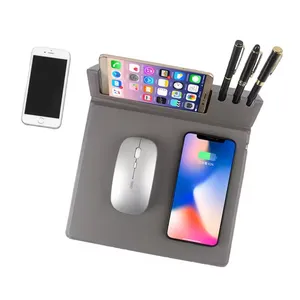 Wireless Charger Multifunctional Wireless Fast Charging Mouse Pad with Pen Holder New PU High Quality 15W Paper Package Stock