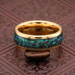 Pareja moda grabado personalizado galaxia ópalo oro tungsteno anillos para hombres mujeres boda banda compromiso <span class=keywords><strong>promesa</strong></span> regalo - Product Image 6