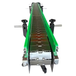 Içecek endüstrisi için 304 paslanmaz çelik eğri Slat zincirli konveyör düz üst zincir hız ayarlanabilir montaj hattı makinesi - Product Image 3