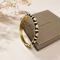 Gelang Berengsel Enamel Motif Bunga Warna Permen, Gelang Berhias Emas Pola Bunga Manis Multi-Warna, Perhiasan Wanita Modis, Hadiah Sehari-hari