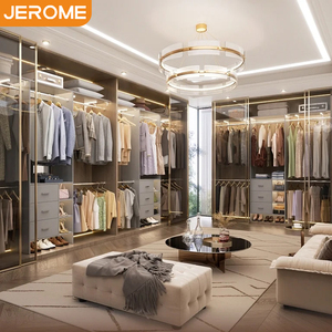 Fabriqué en Chine Usine Personnalisée Luxe Moderne Chambre à coucher Cadre en alliage d'aluminium <span class=keywords><strong>Porte</strong></span> <span class=keywords><strong>coulissante</strong></span> en verre Vêtements Promenade dans le placard Armoire - Product Image 2