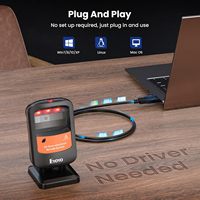 Eyoyo Lecteur de code QR filaire omnidirectionnel automatique mains libres Scanner de code à barres 2D USB pour bibliothèque magasin de détail