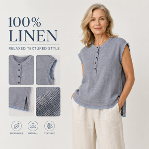 T-shirt à manches courtes 100 % lin pour femme, respirant, avec logo personnalisé, haut décontracté d'été léger et doux de qualité supérieure - Product Image 2