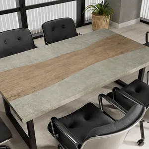 Tischplatte Trefftisch Tisch für Besprechungsraum Beton Esstisch Minimalister Stil Imitation Holz-Haummöbel modern