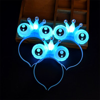 Serre-tête scintillant motif grenouille mignonne, couronne ornée de strass, diadème pour fête, design œil d'alien lumineux LED amusant