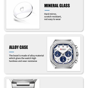 Reloj CURREN 8459 para Hombre, Superventas, Esfera Blanca con Cronógrafo, Estilo Deportivo Clásico, Manecillas Luminosas, Relojes de Cuarzo - Product Image 3
