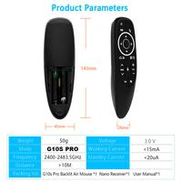 Air Mouse G10S Pro con Código Fijo, Giroscopio, 2.4GHz Inalámbrico, Retroiluminado, Control por Voz, Control Remoto con Aprendizaje IR para Android TV Box