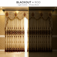 ARODDY Ensemble de rideaux double couche 52x108 pouces avec panneaux occultants brodés, taille personnalisée pour chambre et salon