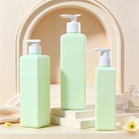 Bouteille carrée en plastique avec pompe HDPE de 300 ml/500 ml/750 ml pour gel douche, shampoing, après-shampoing et gel douche (vide)