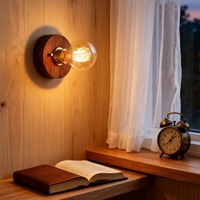 Lampe murale rétro en bois de noyer brut avec interrupteur et cordon, pour entrée, couloir, décoration créative, chevet, chambre à coucher