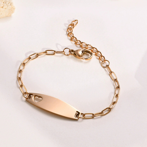 <b>Gold</b> Color Stainless Steel Heart Blank Personalized Name <b>Baby</b> ID <b>Bracelet</b> <b>for</b> Children <b>Girl</b> Boy Gifts <b>Baby</b> Jewelry - Product Image 6