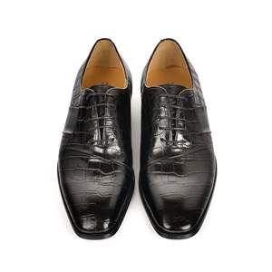 Chaussures habillées pour hommes en cuir de veau gaufré, design artisanal, rehaussantes, à lacets, bout pointu, respirantes et imperméables - Product Image 2