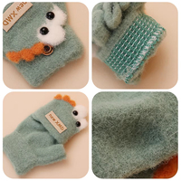Guantes de Invierno para Niños, Guantes de Dibujos Animados de Felpa Tejida para Bebés, Manoplas para Niños Pequeños, Guantes Cálidos para Exteriores con Cubierta Abatible de Medio Dedo para Niñas