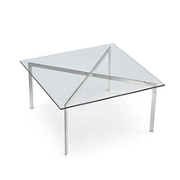 Table basse de salon en verre trempé carré simple italien de conception moderne classique d'acier inoxydable
