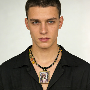 Collar con Colgante de Zorro Mítico y Diosa, Estilo Thangka Artesanal Único - Product Image 6