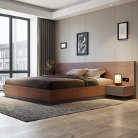 Lit tatami moderne en MDF de taille king avec tiroir et rangement-Ensemble chambre double en bois simple