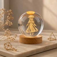 Boule de cristal 3D sculptée sur mesure avec base LED, cadeau personnalisé en forme de dessin animé, idéal pour la décoration intérieure - Fabrication Small Bridge