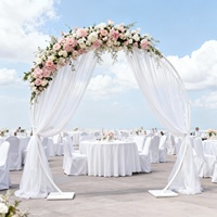 Wintina Arche de mariage ronde en aluminium de haute qualité, support de toile de fond réglable pour tuyau et drapé pour la décoration de mariage