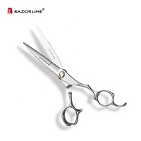 Ciseaux de coiffure professionnels AK36B en acier inoxydable VG10 du Japon, 62-63 HRC, pour droitiers, avec manche décalé – Nouveauté !
