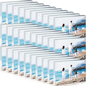 30 paket 4x6 inç şeffaf akrilik manyetik fotoğraf çerçeveleri çift taraflı çerçevesiz kalem teşhir rafı bağlantısız yüzen yatak odası