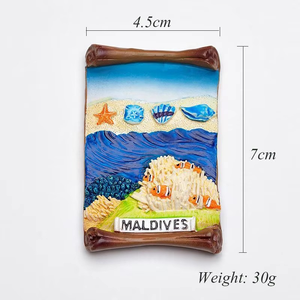 Imán de Refrigerador 3D Personalizado con Diseño de Playa, Océano, Estrella de Mar y Conchas Marinas, Recuerdo Turístico, Imán Promocional de Resina para Viajes - Product Image 5