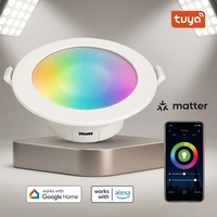 Plafonnier LED intelligent 4 pouces RGBCW 900LM Tuya Matter pour Alexa Google, contrôle par application, intensité variable, pour la maison