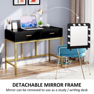 NOVA Light Meubles de <span class=keywords><strong>chambre</strong></span> à coucher de luxe Table de vanité noire avec ampoules LED Miroir Dressing de <span class=keywords><strong>chambre</strong></span> de filles moderne avec tabouret - Product Image 4